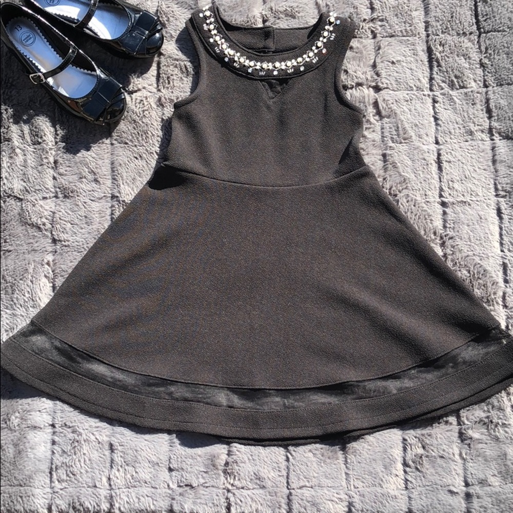 Black Tank Dress with Beadazzled Neckline